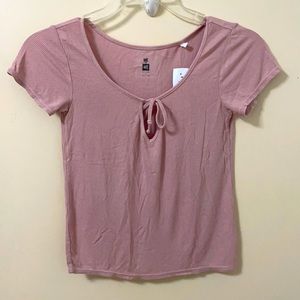 PacSun | pink/mauve keyhole tie front top